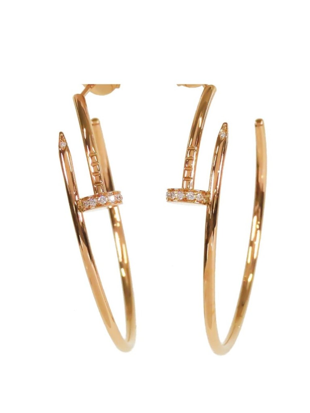 Cartier Juste un Clou Earrings 18k Pink Gold Diamond Large Model